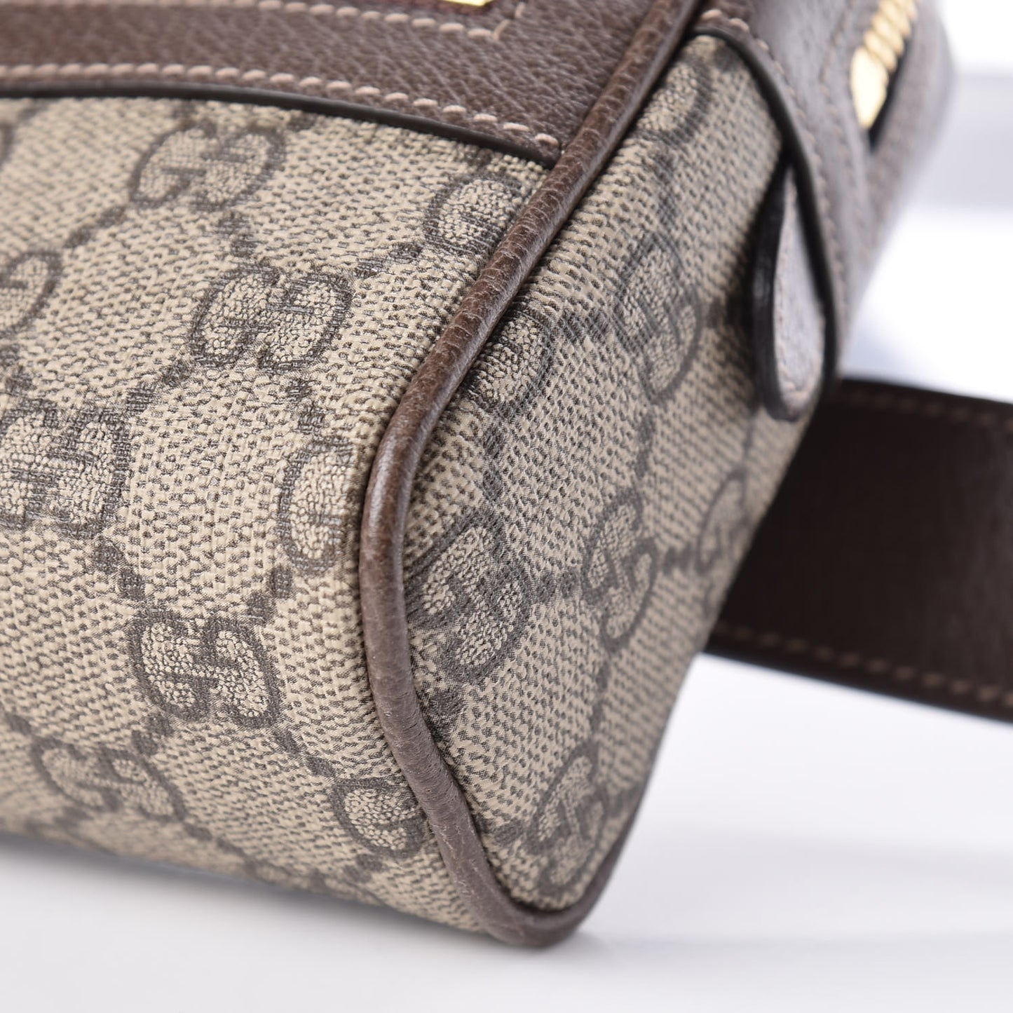 GG Supreme Monogram Web Small Ophidia Belt Bag 95 38 Dark Brown