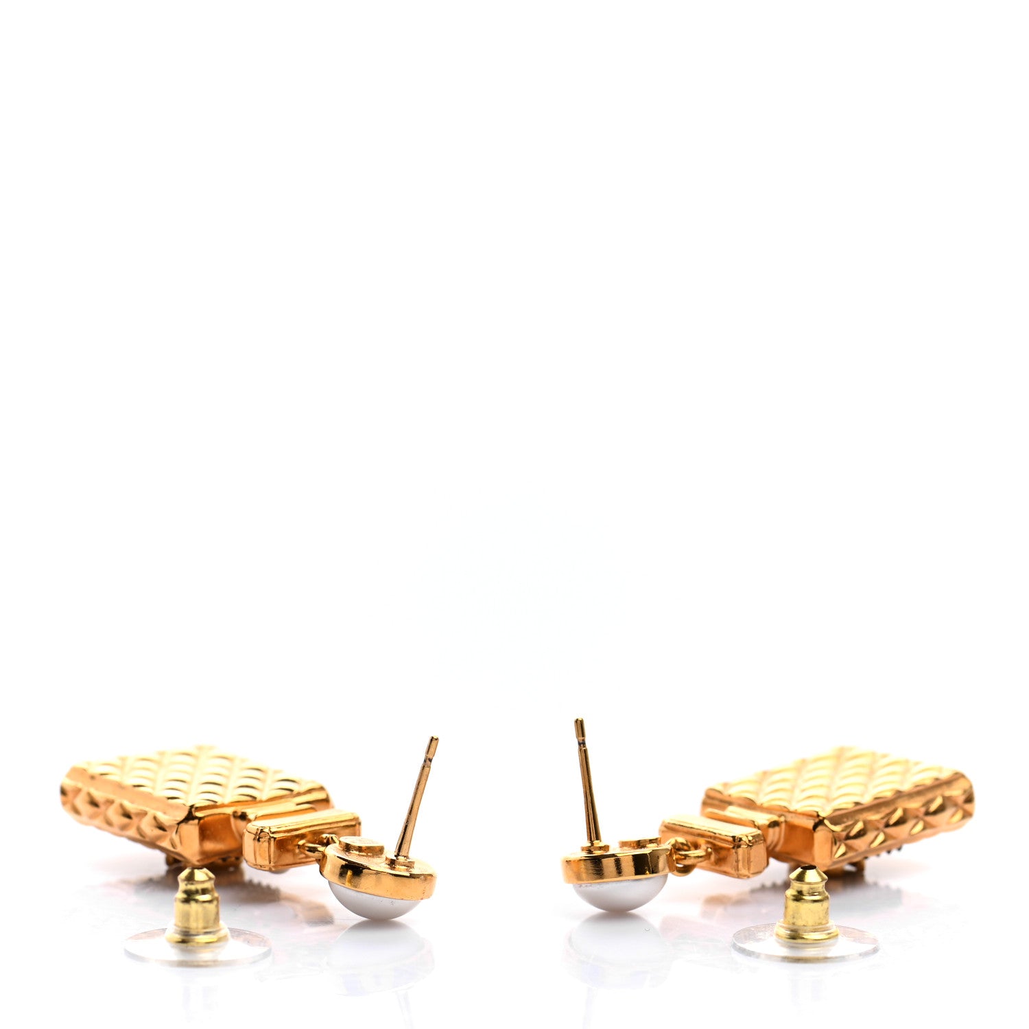 Chanel Crystal Pearl CC Perfume Bottle Drop Earrings Gold 3 of 4