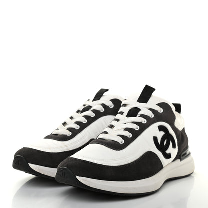 Chanel Nylon Suede Calfskin CC Sneakers 39 White Dark Grey 3 of 12