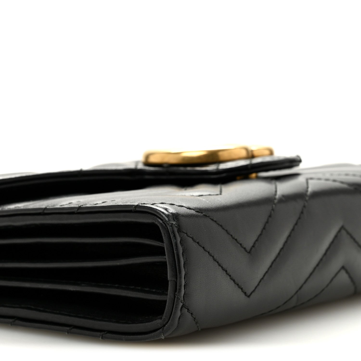 Gucci Calfskin Matelasse GG Marmont Chain Wallet Black 9 of 13