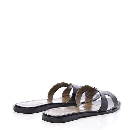 Hermes Box Calfskin Oran Sandals 41 Black 4 of 11