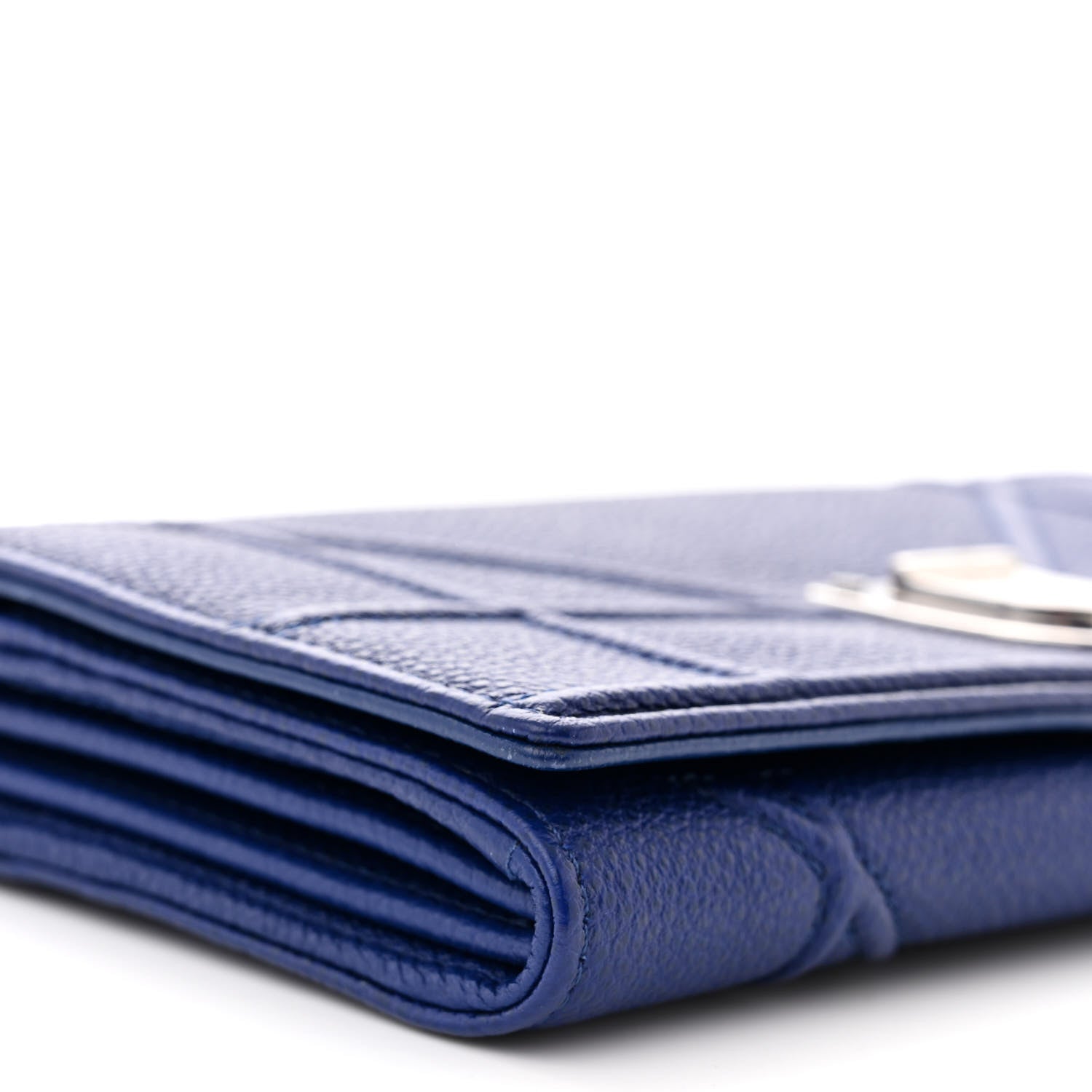 Christian Dior Grained Calfskin Diorama Wallet On Chain Blue 10 of 11