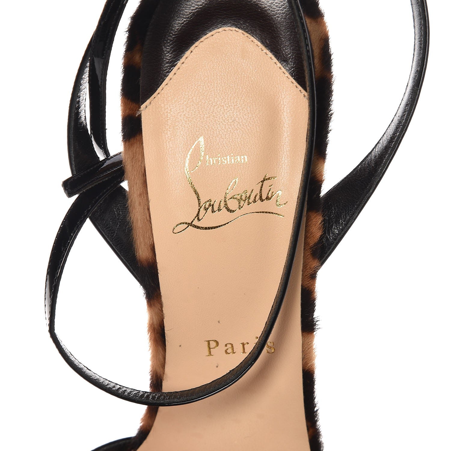 Christian Louboutin Patent Pony Hair Leopard Print Passiflore 140 Platform Sandals 39.5 Black 6 of 9