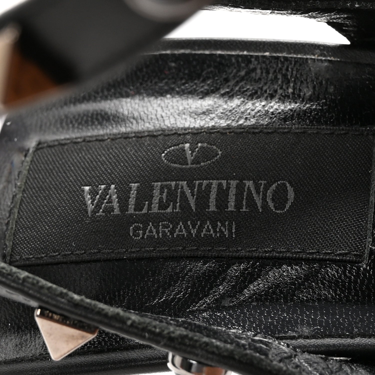 Valentino Garavani Pebbled Calfskin Onyx Rockstud Rolling Ankle Strap 100mm Pumps 39.5 Black 8 of 10
