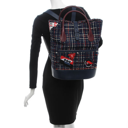 Chanel Tweed Crest Trip Backpack Navy Burgundy 2 of 7
