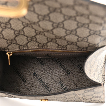 Balenciaga X GUCCI GG Supreme Monogram Small Hourglass Top Handle Bag Beige Ebony 7 of 9