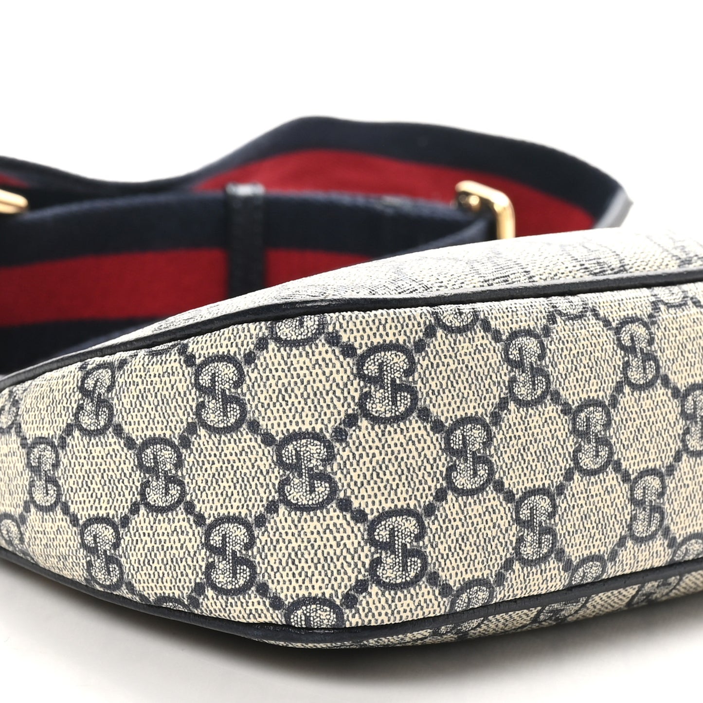 GG Supreme Monogram Textured Dollar Calfskin Web Small Ophidia GG Handbag Beige Blue