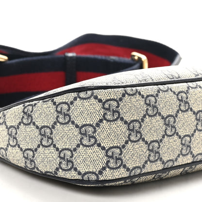 Gucci GG Supreme Monogram Textured Dollar Calfskin Web Small Ophidia GG Handbag Beige Blue 9 of 10