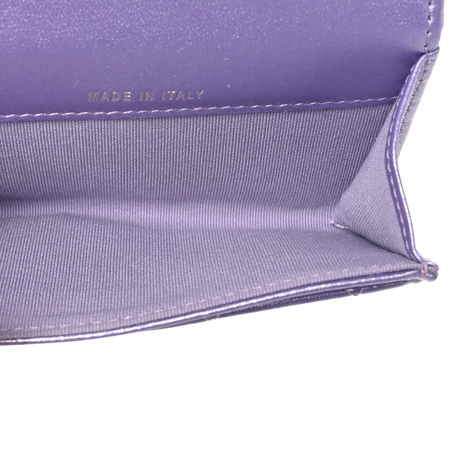 Chanel Metallic Lambskin Quilted Flap Card Holder Light Purple 5 of 8