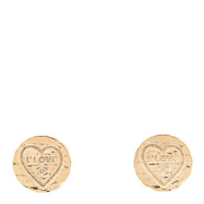 Chanel Metal I Love CC Round Earrings Gold 1 of 4