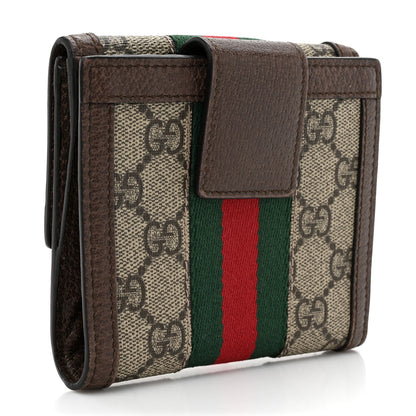 Gucci GG Supreme Monogram Web Ophidia French Flap Wallet Beige New Acero 3 of 11