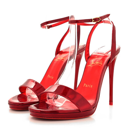 Christian Louboutin Metallic Patent Psychic Emilie 100 Slingback Sandals 37.5 Loubi 3 of 8