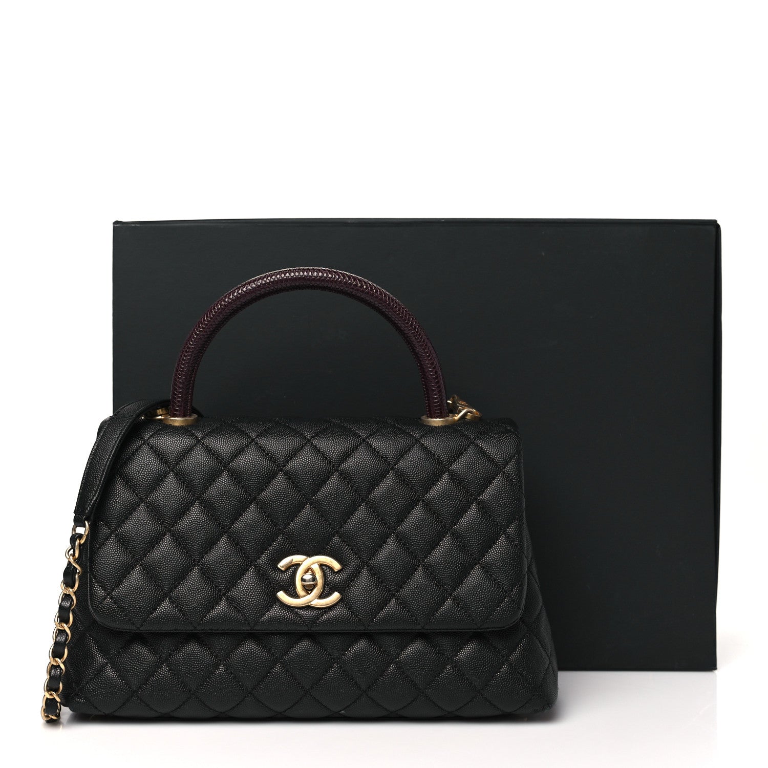 Chanel Caviar Lizard Embossed Quilted Small Coco Handle Flap Black 11 of 11