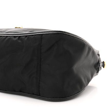 Prada Tessuto Nylon Oro Saffiano Hobo Crossbody Black 9 of 10