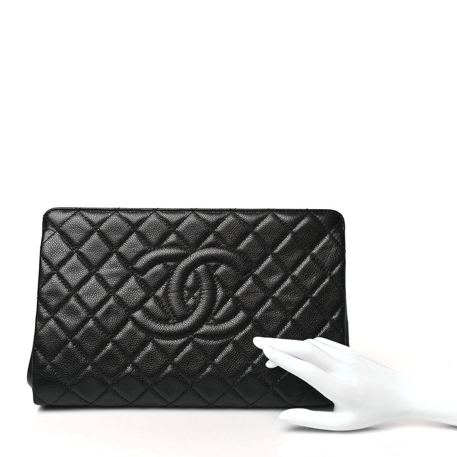 Chanel Caviar Quilted CC Large Clutch Black 2 of 11