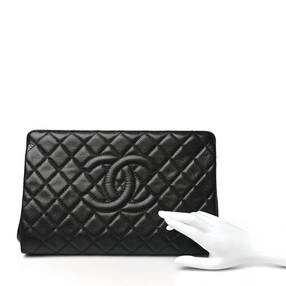 Chanel Caviar Quilted CC Large Clutch Black 2 of 11