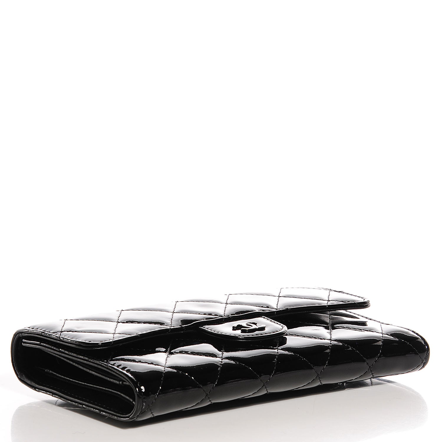 Chanel Patent Quilted Large Flap Wallet Black 4 of 8