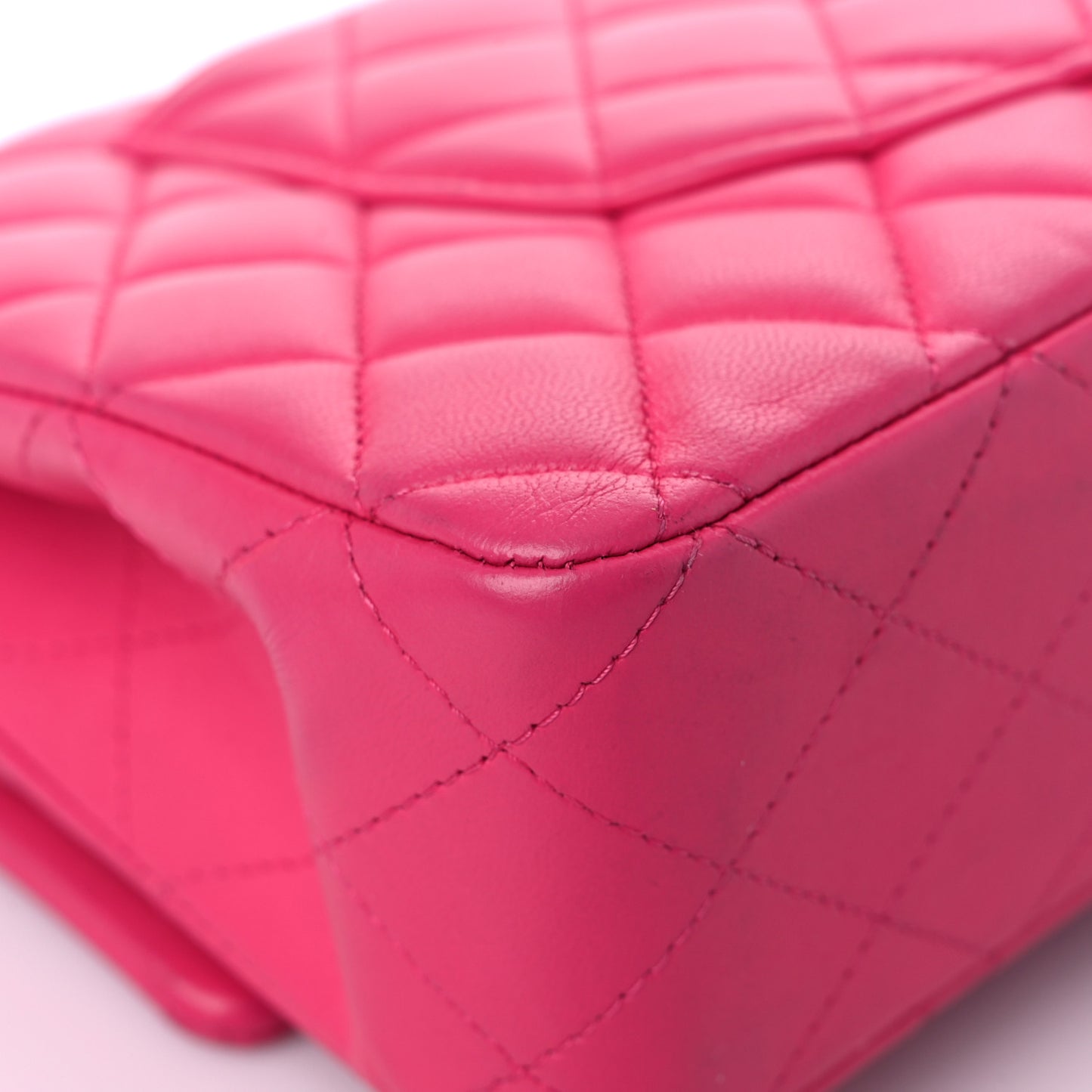 Lambskin Quilted Medium Double Flap Dark Pink