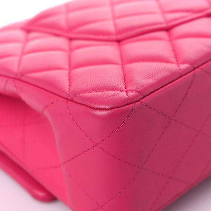 Chanel Lambskin Quilted Medium Double Flap Dark Pink 10 of 15