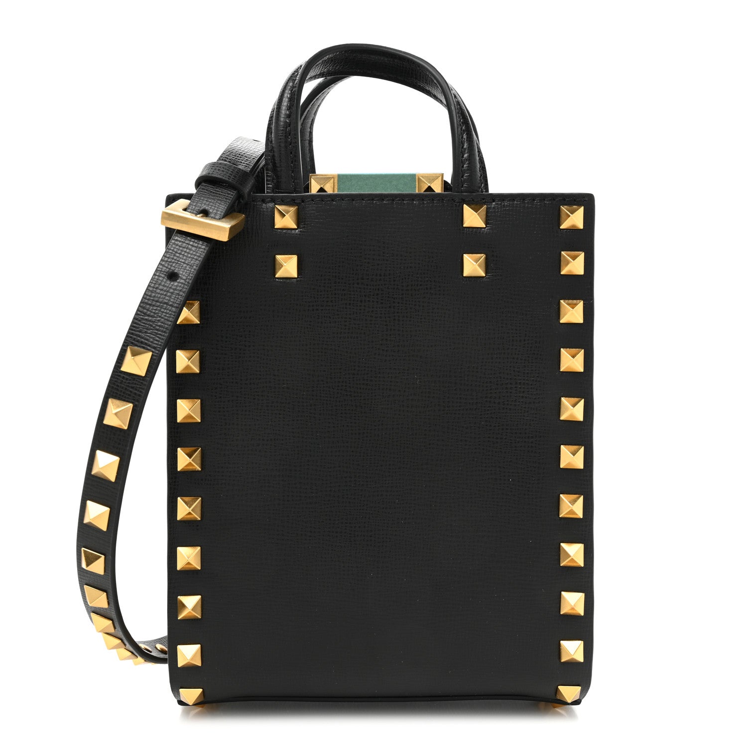 Valentino Garavani Grainy Calfskin Mini Rockstud Alcove Tote Black 1 of 11