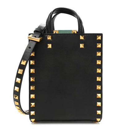 Valentino Garavani Grainy Calfskin Mini Rockstud Alcove Tote Black 1 of 11