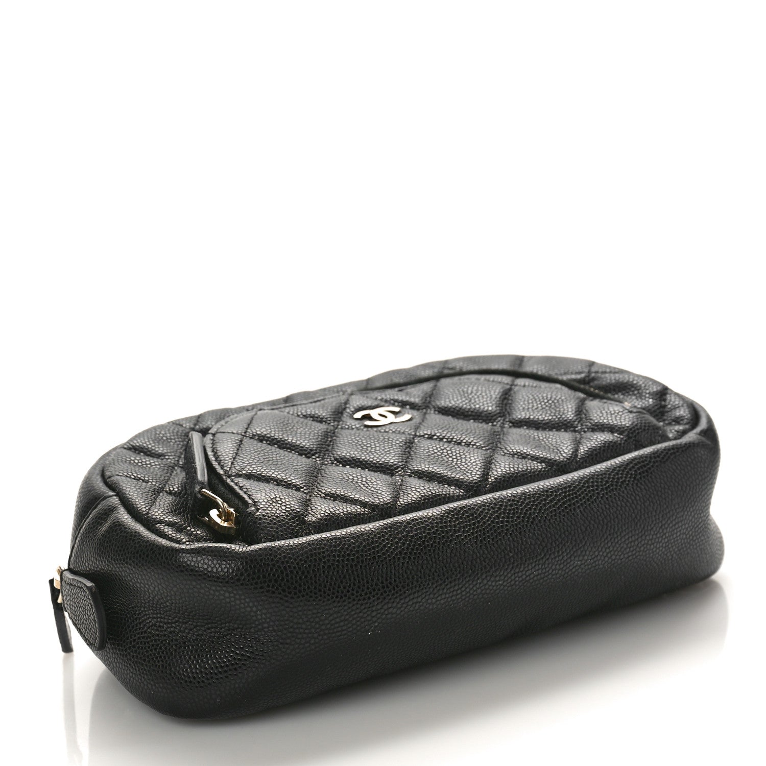 Chanel Caviar Quilted Double Zip Pouch Black 4 of 9