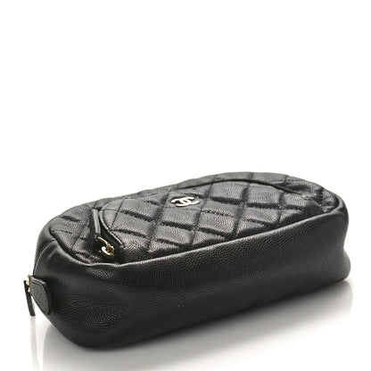 Chanel Caviar Quilted Double Zip Pouch Black 4 of 9