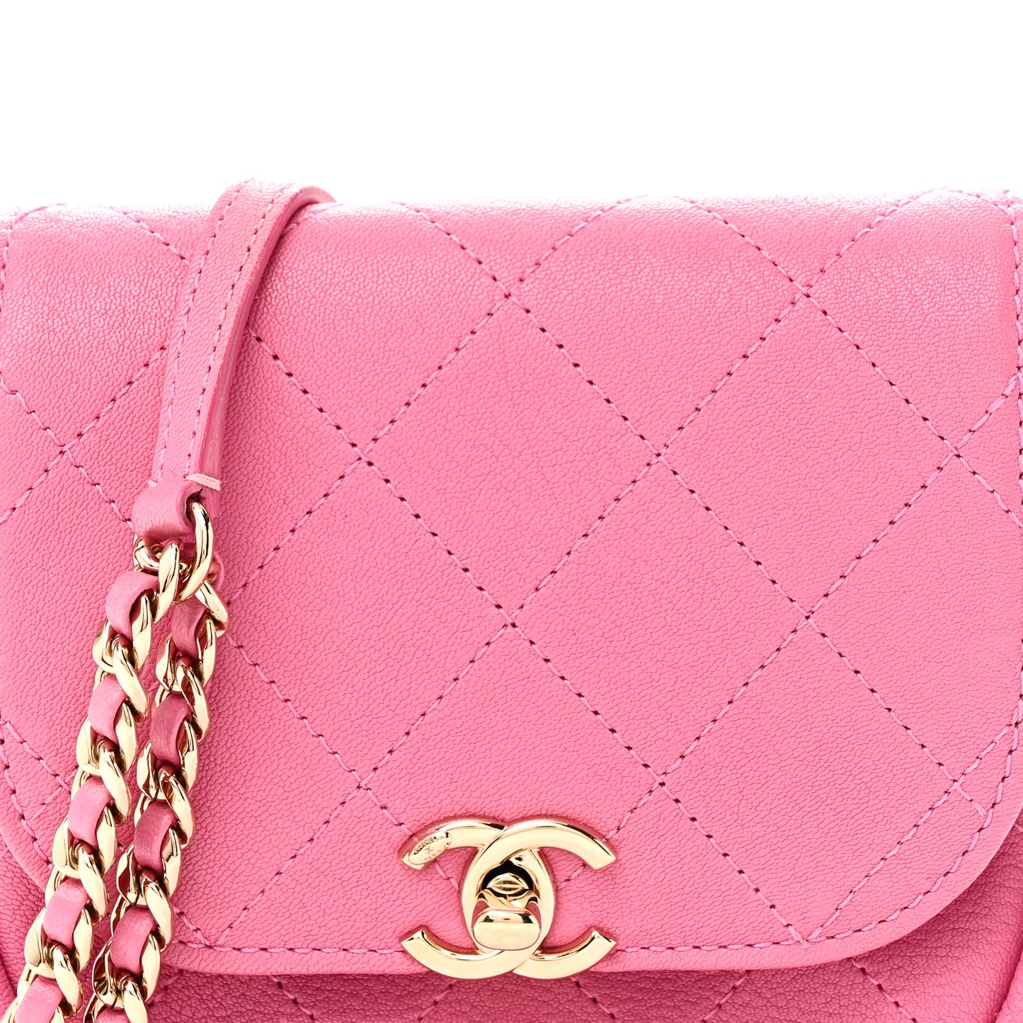 Goatskin Stitched Casual Trip Messenger Flap Pink