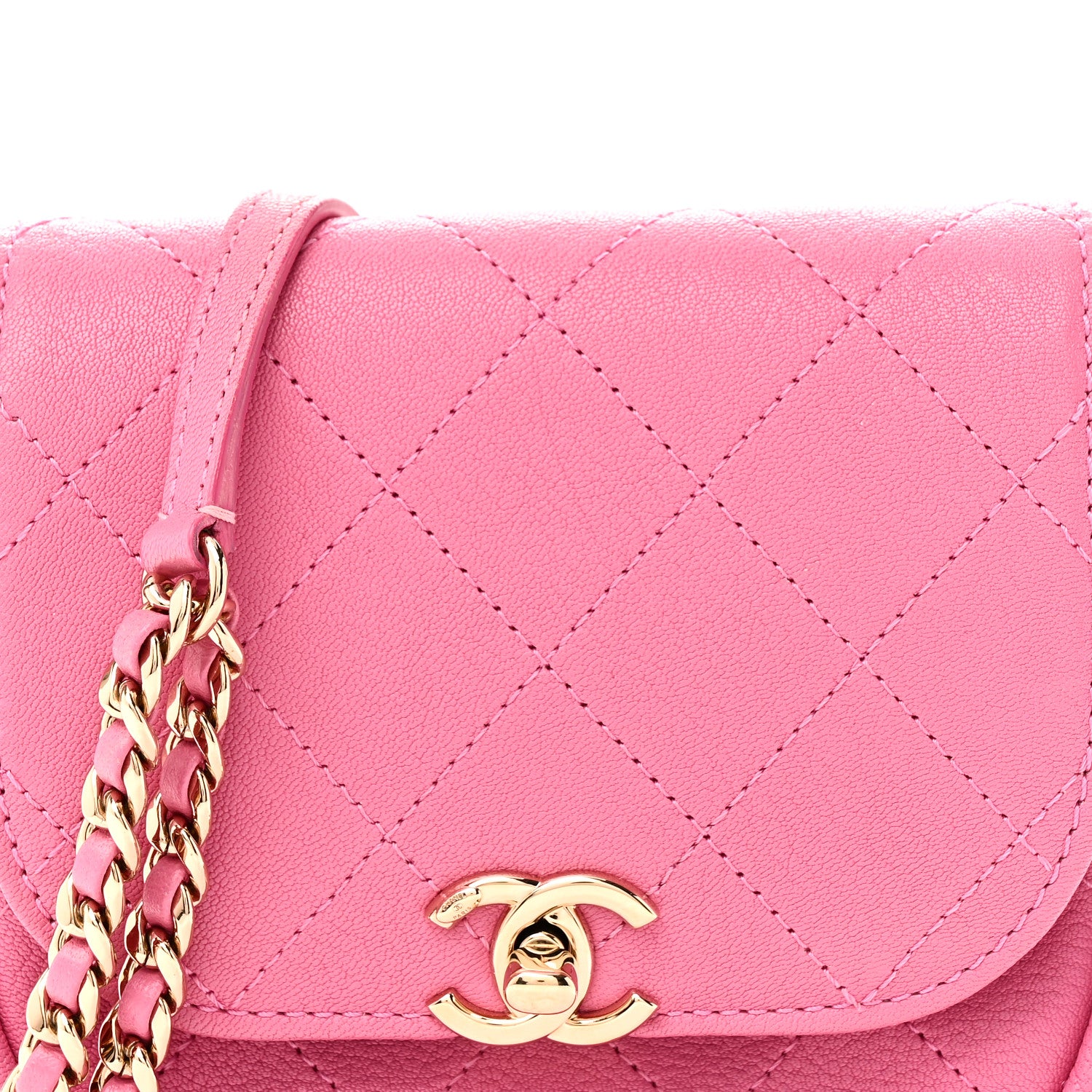 Chanel Goatskin Stitched Casual Trip Messenger Flap Pink 8 of 11