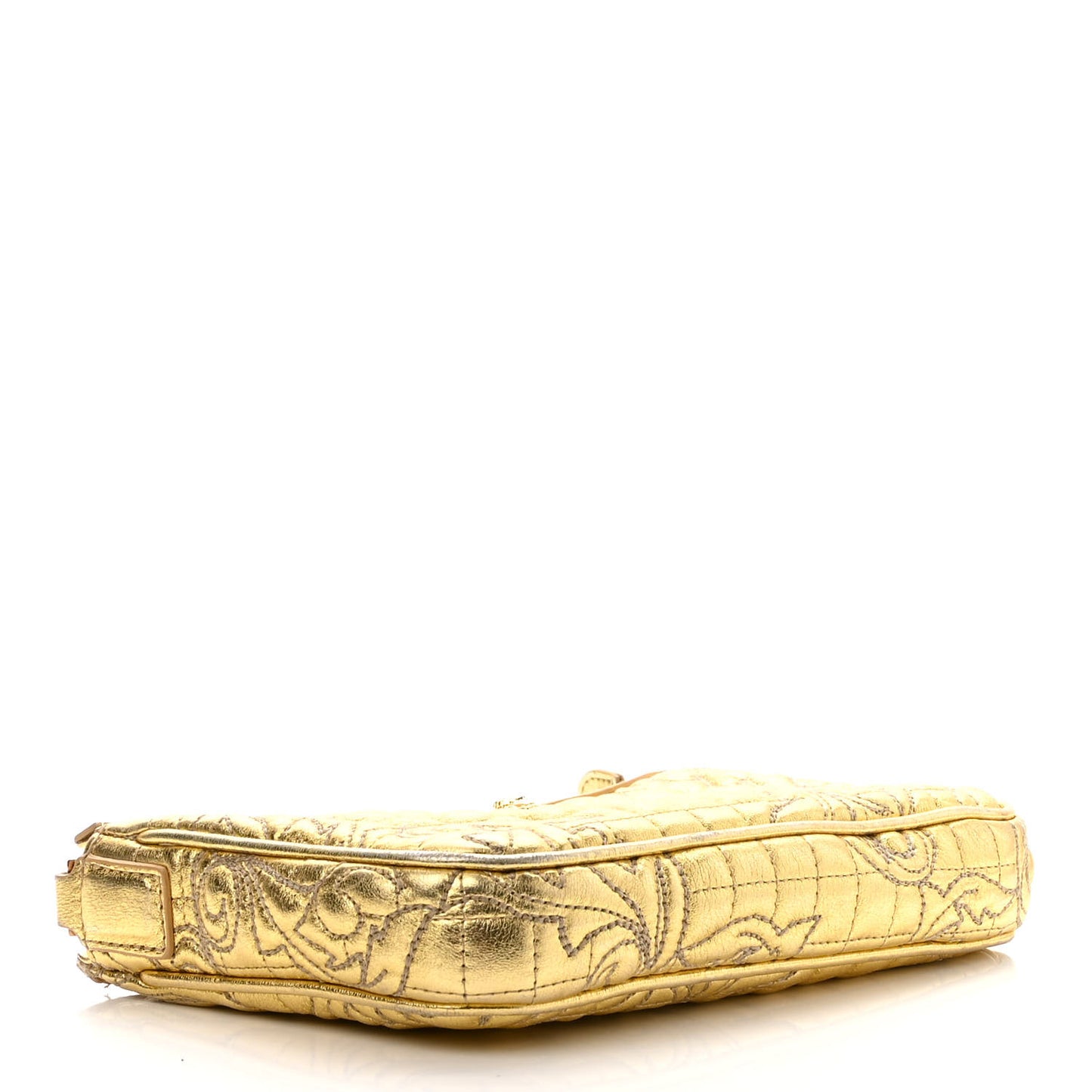 Metallic Nappa Barocco Quilted Medusa Chain Crossbody Gold