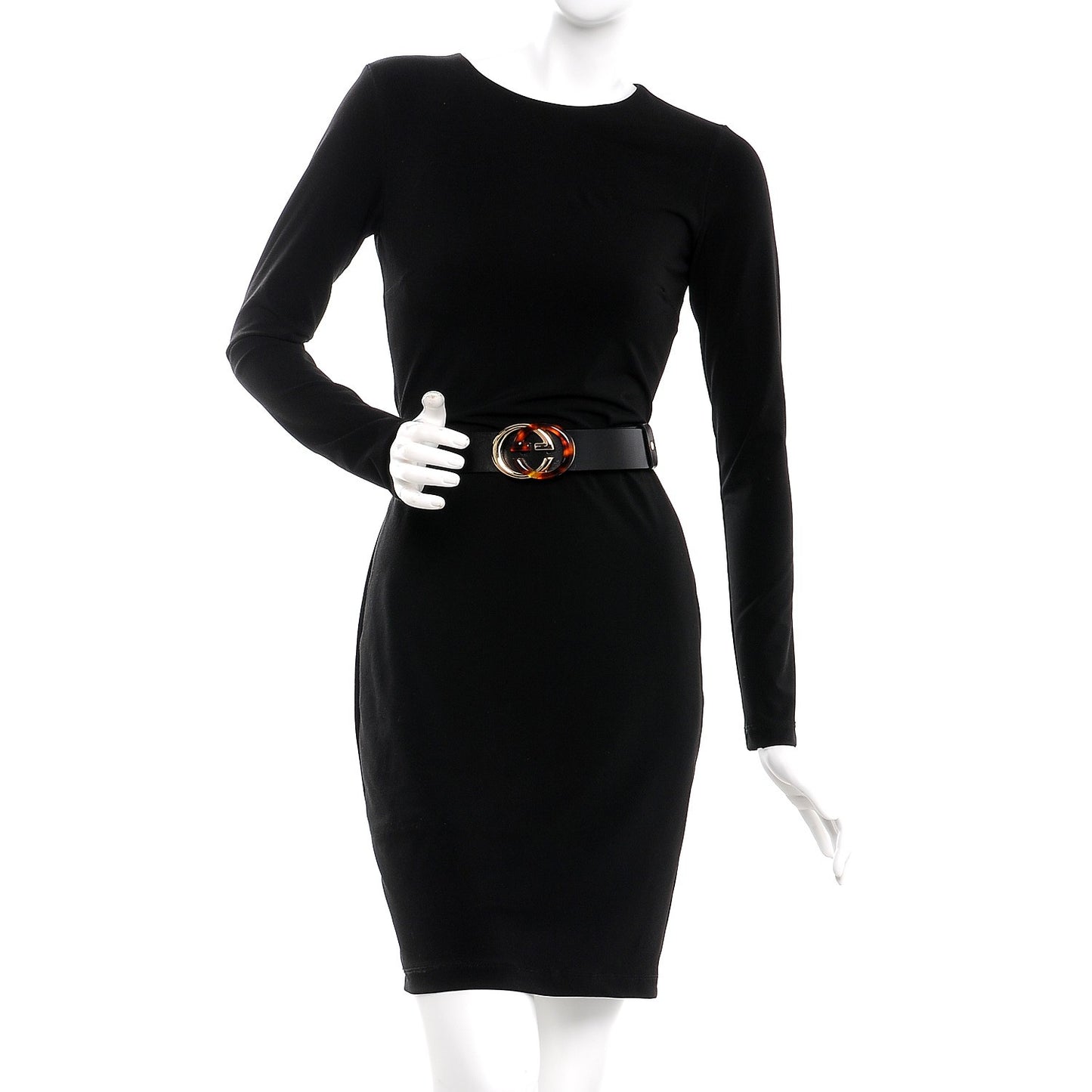 Calfskin Tortoise Gold Interlocking G Belt 85 34 Black