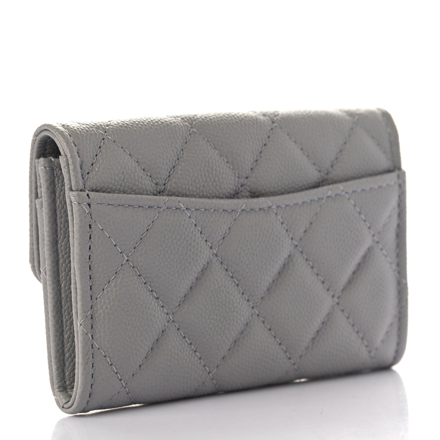 Chanel Caviar Quilted Flap Card Holder Wallet Dark Grey 3 of 8