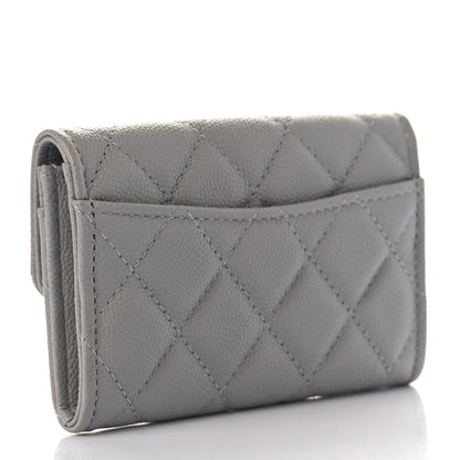 Chanel Caviar Quilted Flap Card Holder Wallet Dark Grey 3 of 8