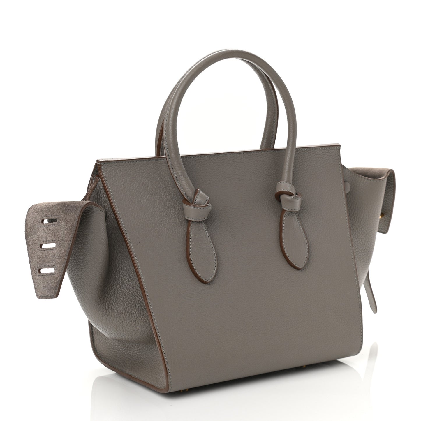 Crisped Calfskin Mini Tie Knot Tote Medium Grey