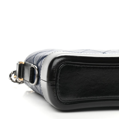 Chanel Aged Calfskin Quilted Small Gabrielle Hobo Navy Black 8 of 9