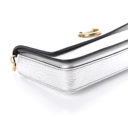 Burberry Metallic Hayes Goatskin D-Ring Mini Bag Silver 7 of 9