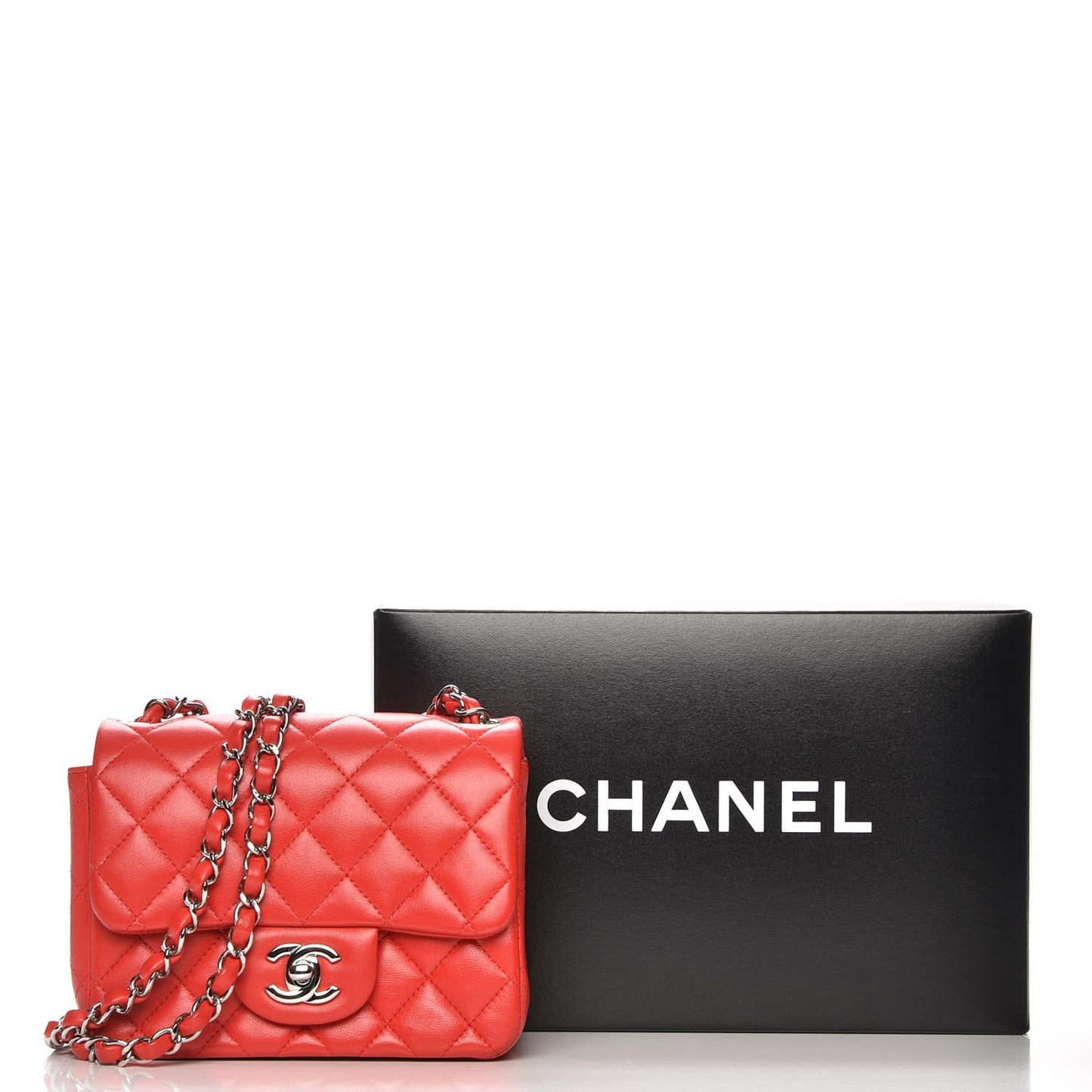 Lambskin Quilted Mini Square Flap Red