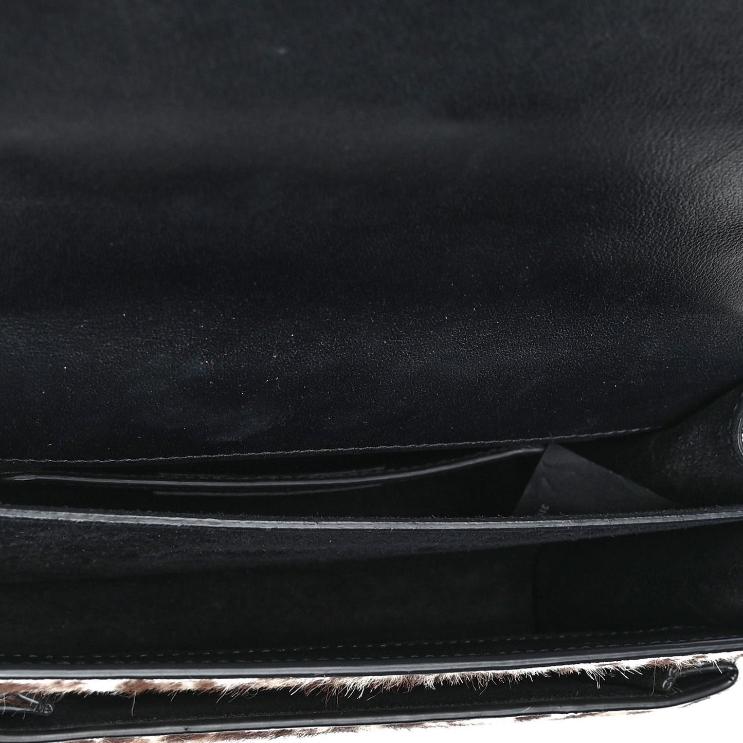 Calf Hair Leopard Print Monogram Small Sunset Chain Wallet Natural Black