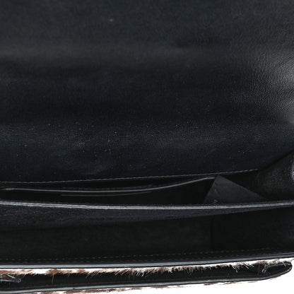 Saint Laurent Calf Hair Leopard Print Monogram Small Sunset Chain Wallet Natural Black 7 of 8