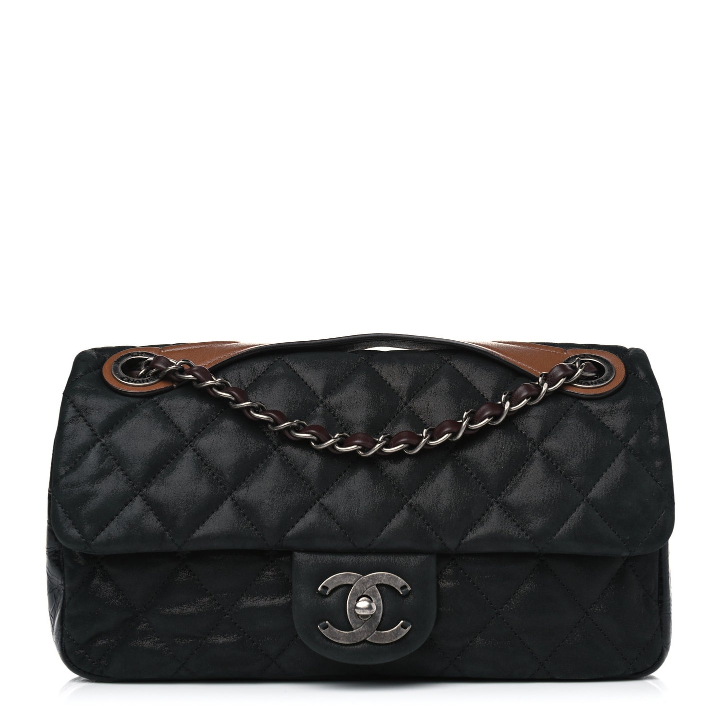 Iridescent Calfskin Jumbo In The Mix Flap Black