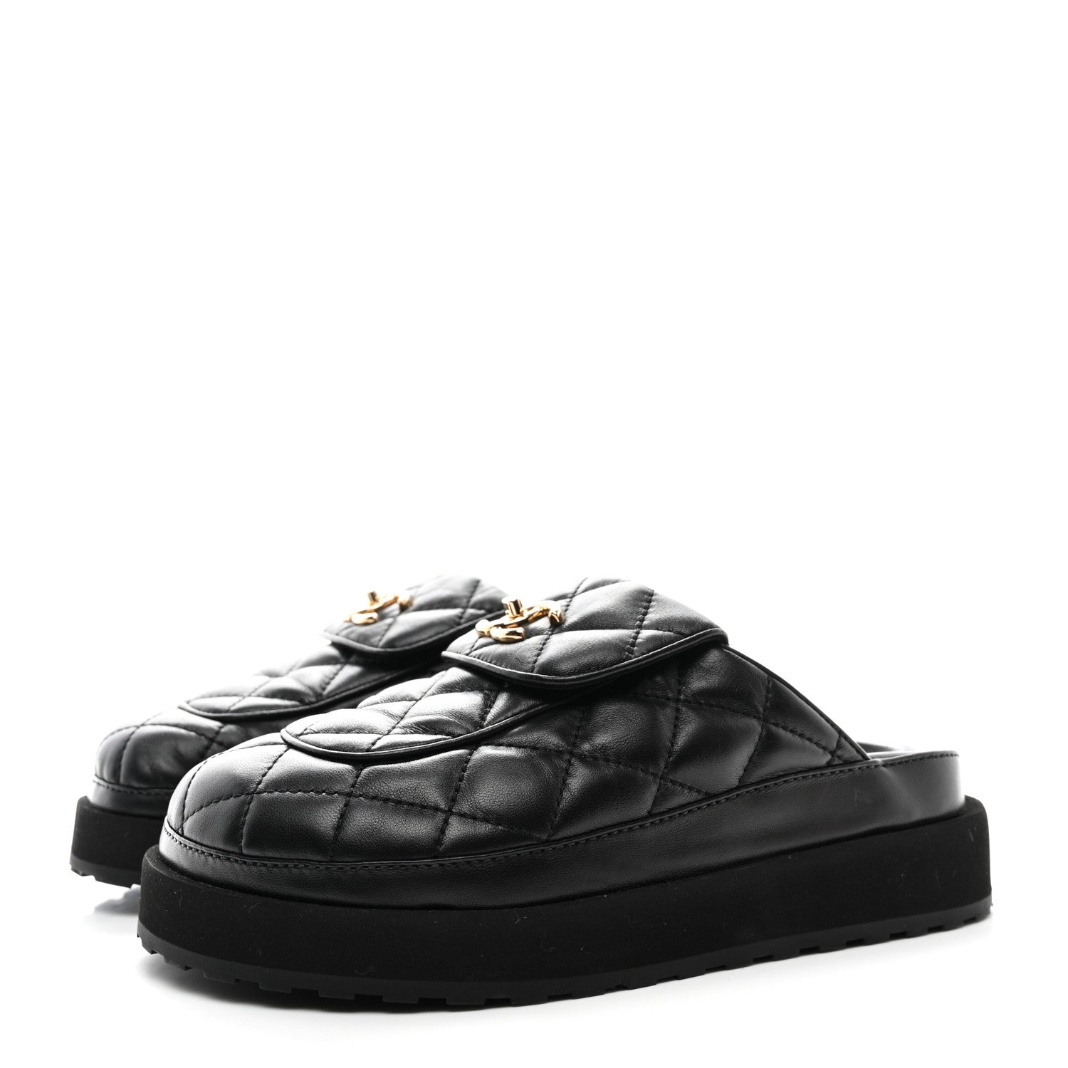 Chanel Lambskin Quilted CC Turnlock Mules 36 Black 3 of 8