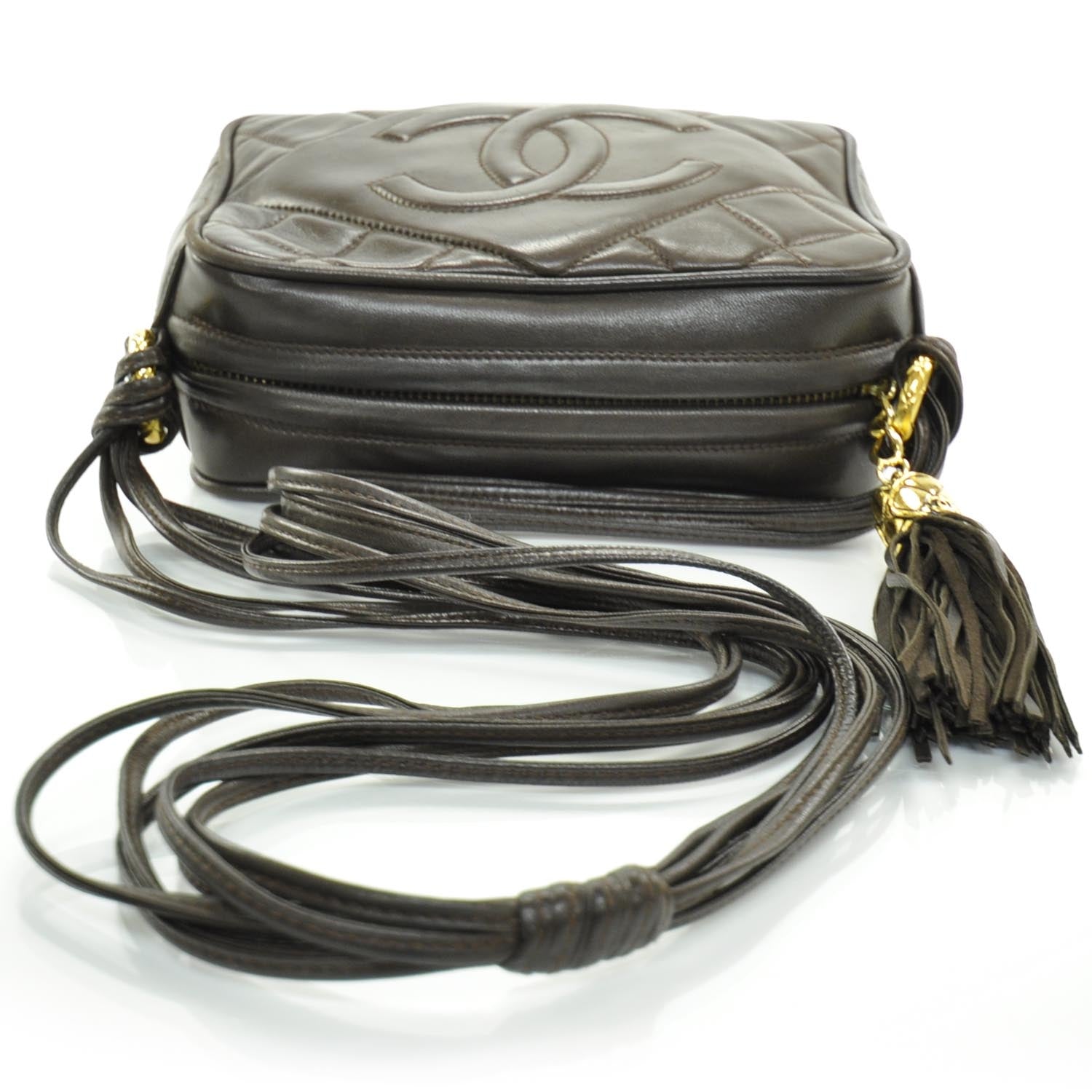 Chanel Lambskin Quilted Tassel Bag Dark Brown 4 of 11