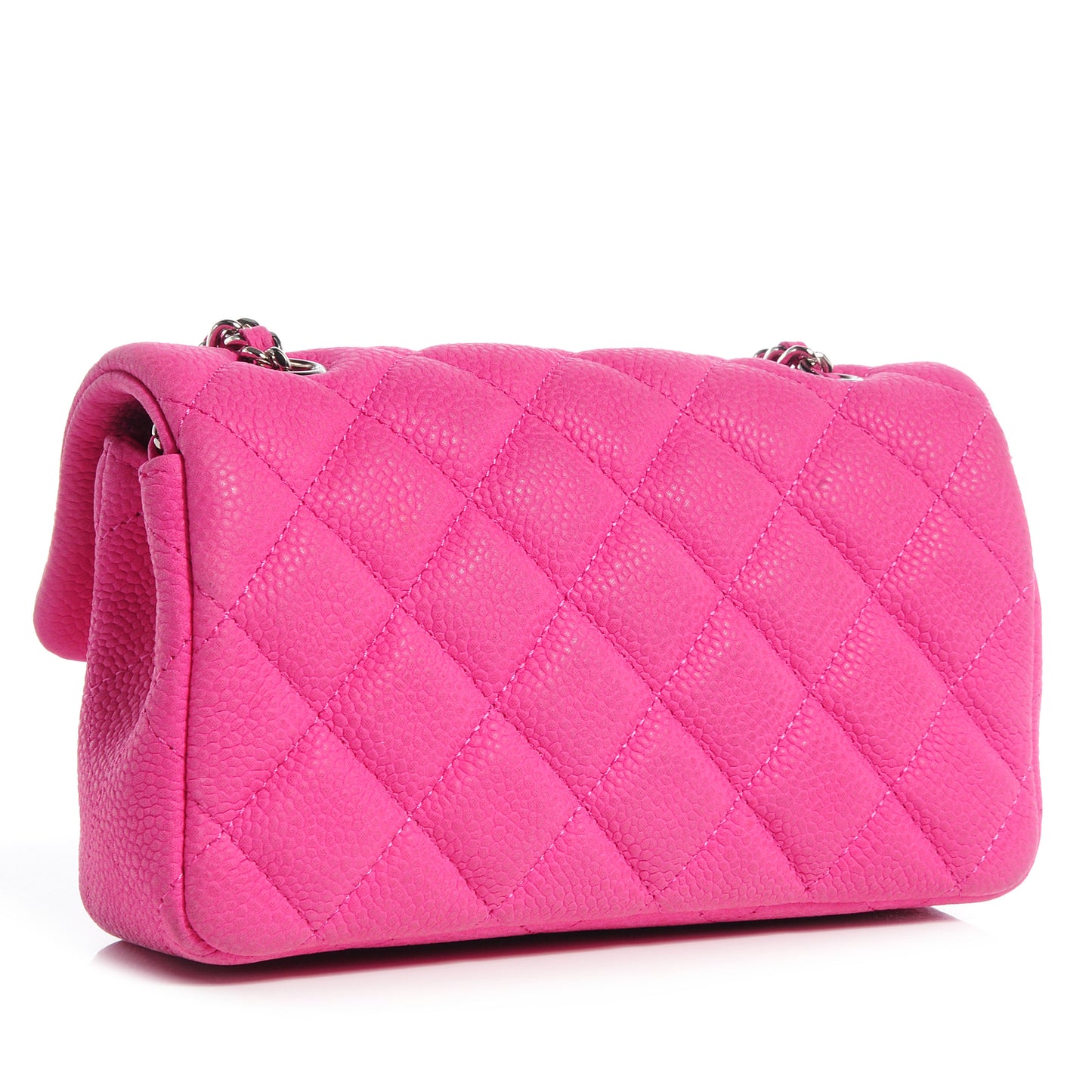 Iridescent Caviar Quilted Extra Mini Flap Pink