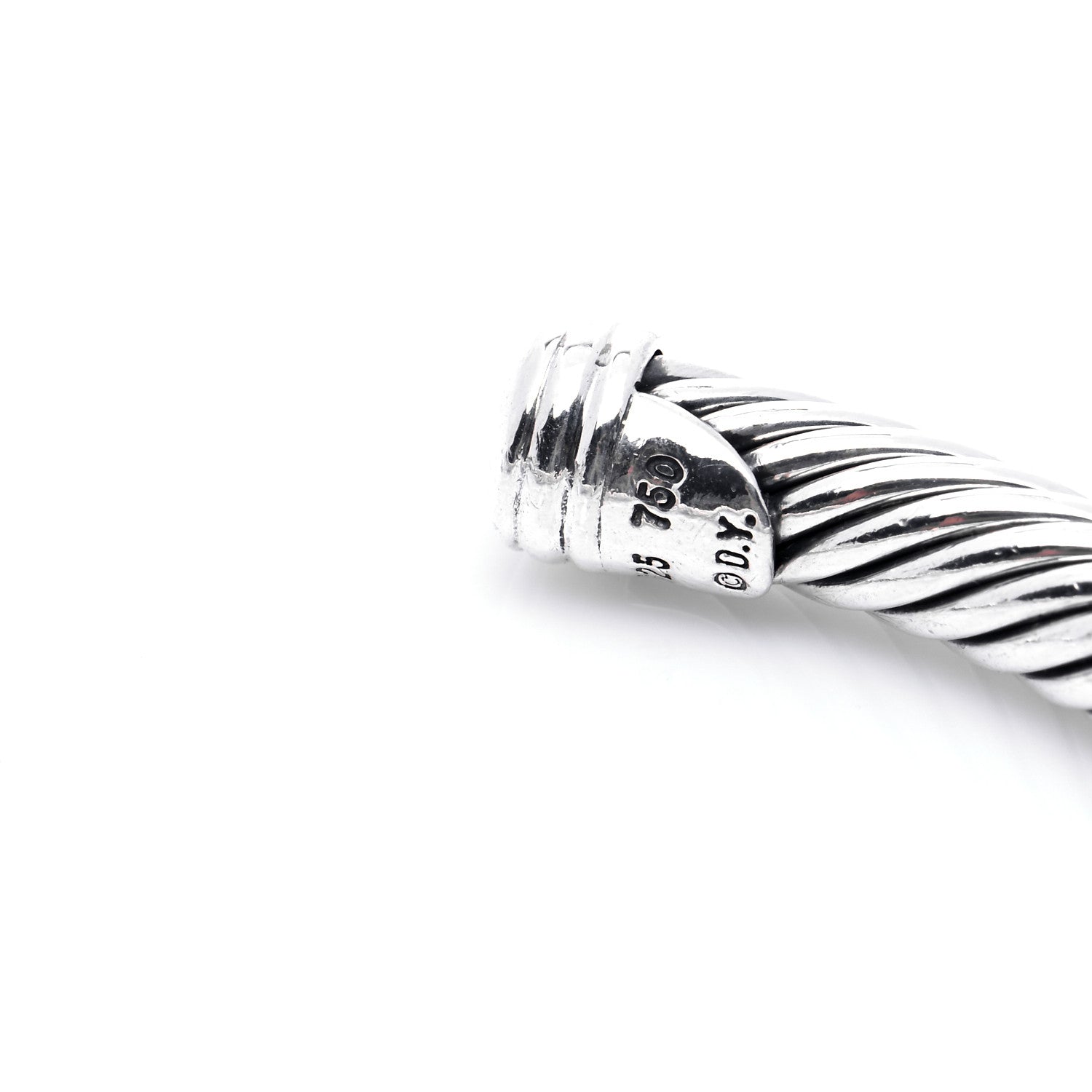 David Yurman Sterling Silver 18K White Gold Diamond 5mm Cable Classics Station Bracelet 6 of 6