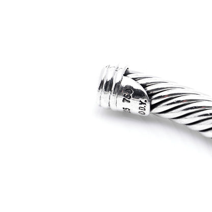 David Yurman Sterling Silver 18K White Gold Diamond 5mm Cable Classics Station Bracelet 6 of 6