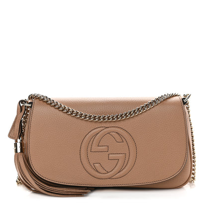 Gucci Pebbled Calfskin Medium Soho Flap Crossbody Camelia 1 of 9