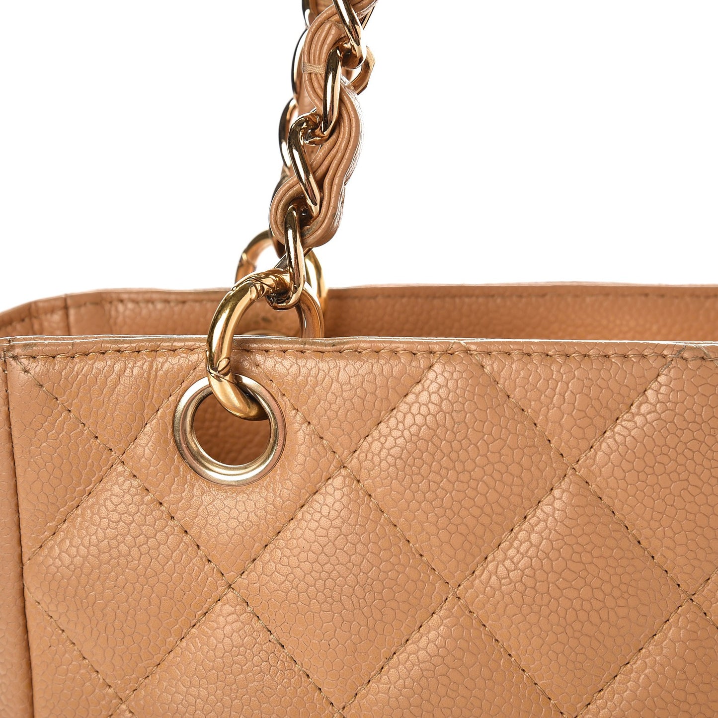 Caviar Quilted Petit Shopping Tote PST Beige