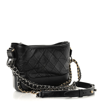 Chanel Aged Calfskin Quilted Small Gabrielle Hobo Black 3 of 9