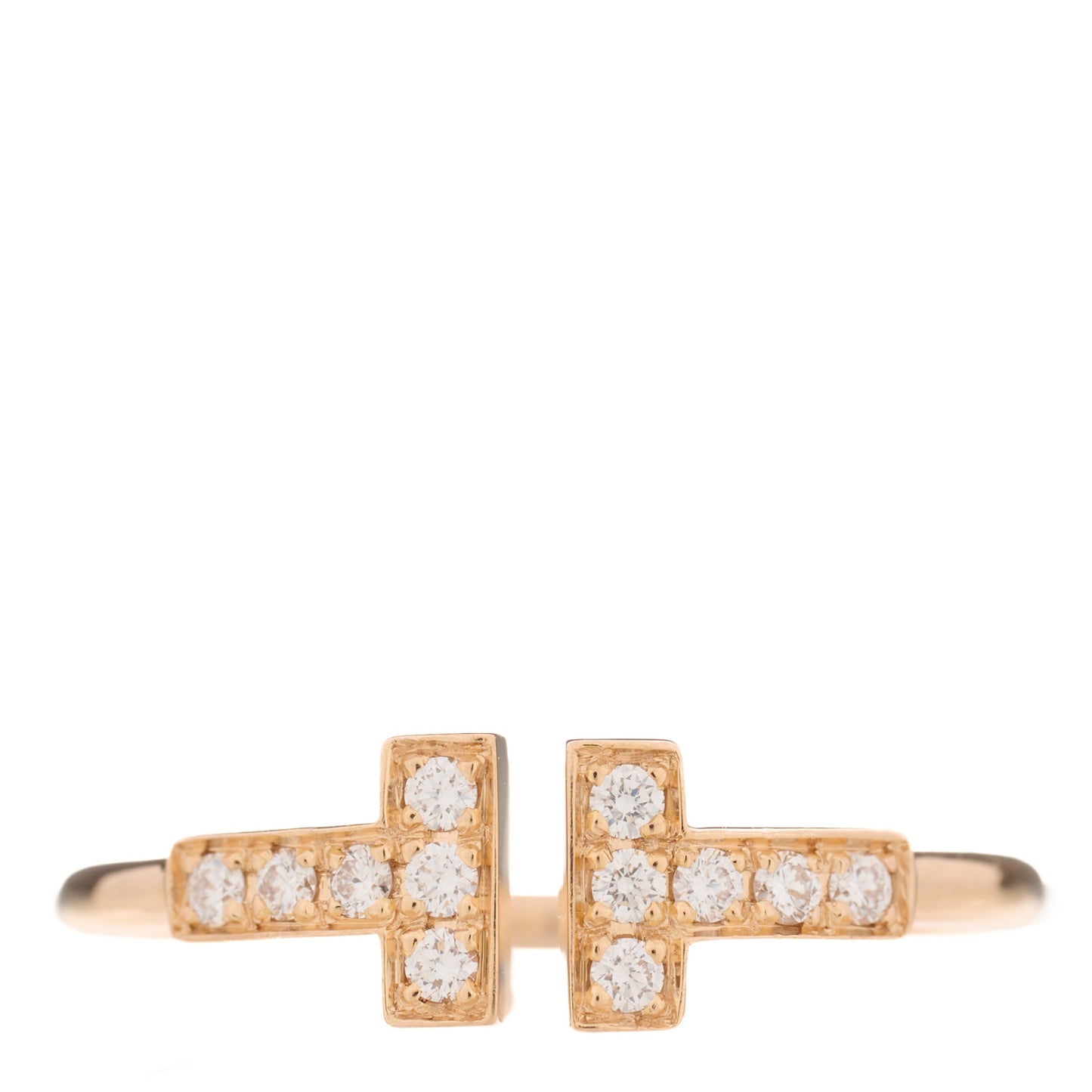 18K Rose Gold Diamond T Wire Ring 53 6.5