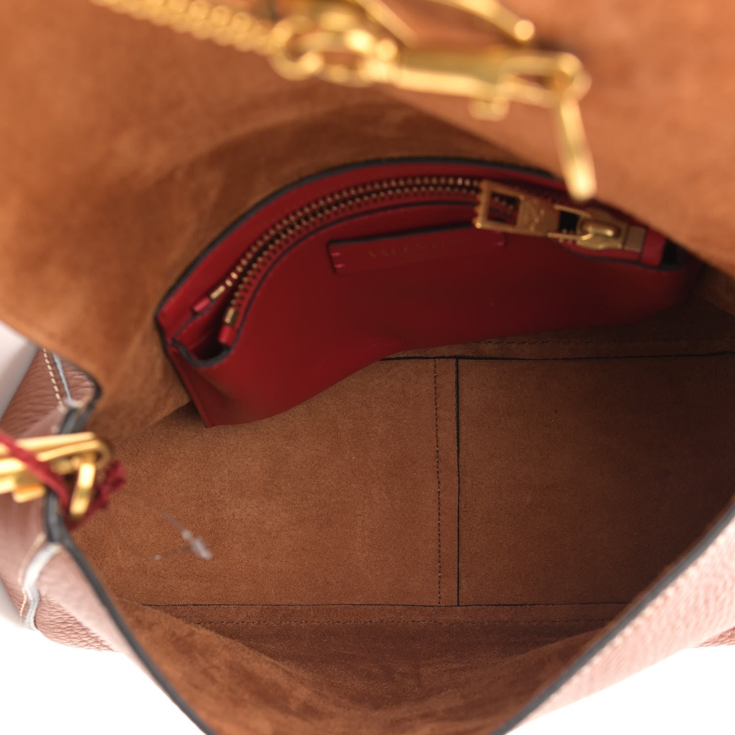 Valentino Garavani Pebbled Calfskin Small VRing Shoulder Bag Saddle Brown 5 of 9